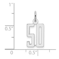 Sterling Silver/Rhodium-plated Elongated Number 50 Charm