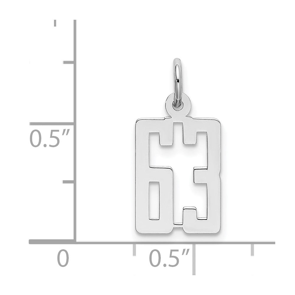 Sterling Silver/Rhodium-plated Elongated Number 63 Charm