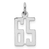 Sterling Silver/Rhodium-plated Elongated Number 65 Charm