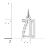 Sterling Silver/Rhodium-plated Elongated Number 70 Charm