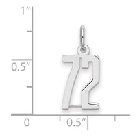 Sterling Silver/Rhodium-plated Elongated Number 72 Charm