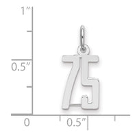 Sterling Silver/Rhodium-plated Elongated Number 75 Charm
