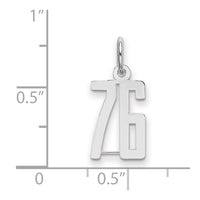 Sterling Silver/Rhodium-plated Elongated Number 76 Charm