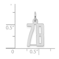 Sterling Silver/Rhodium-plated Elongated Number 78 Charm