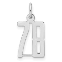 Sterling Silver/Rhodium-plated Elongated Number 78 Charm
