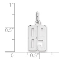 Sterling Silver/Rhodium-plated Elongated Number 89 Charm