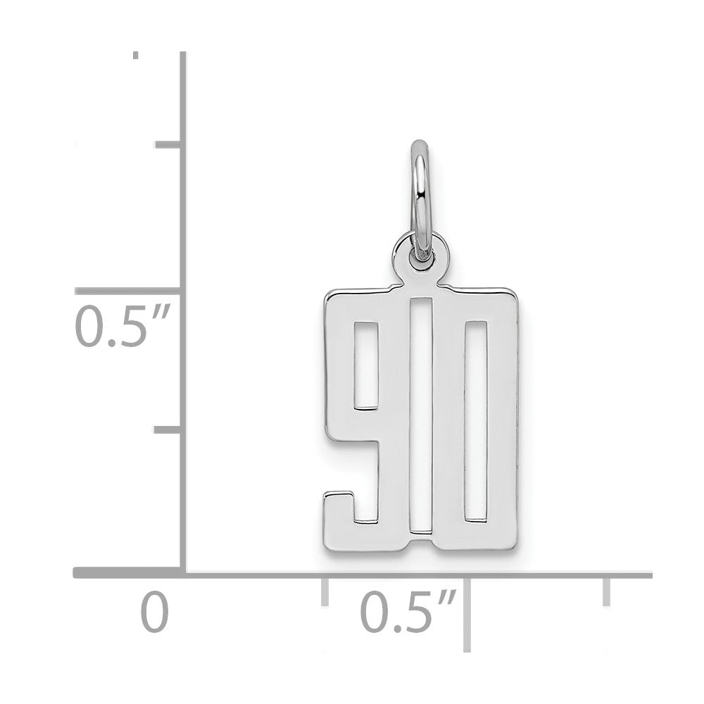 Sterling Silver/Rhodium-plated Elongated Number 90 Charm