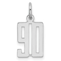Sterling Silver/Rhodium-plated Elongated Number 90 Charm