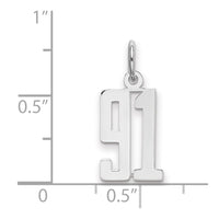 Sterling Silver/Rhodium-plated Elongated Number 91 Charm