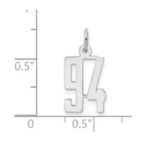 Sterling Silver/Rhodium-plated Elongated Number 94 Charm
