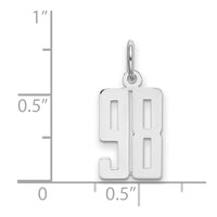 Sterling Silver/Rhodium-plated Elongated Number 98 Charm
