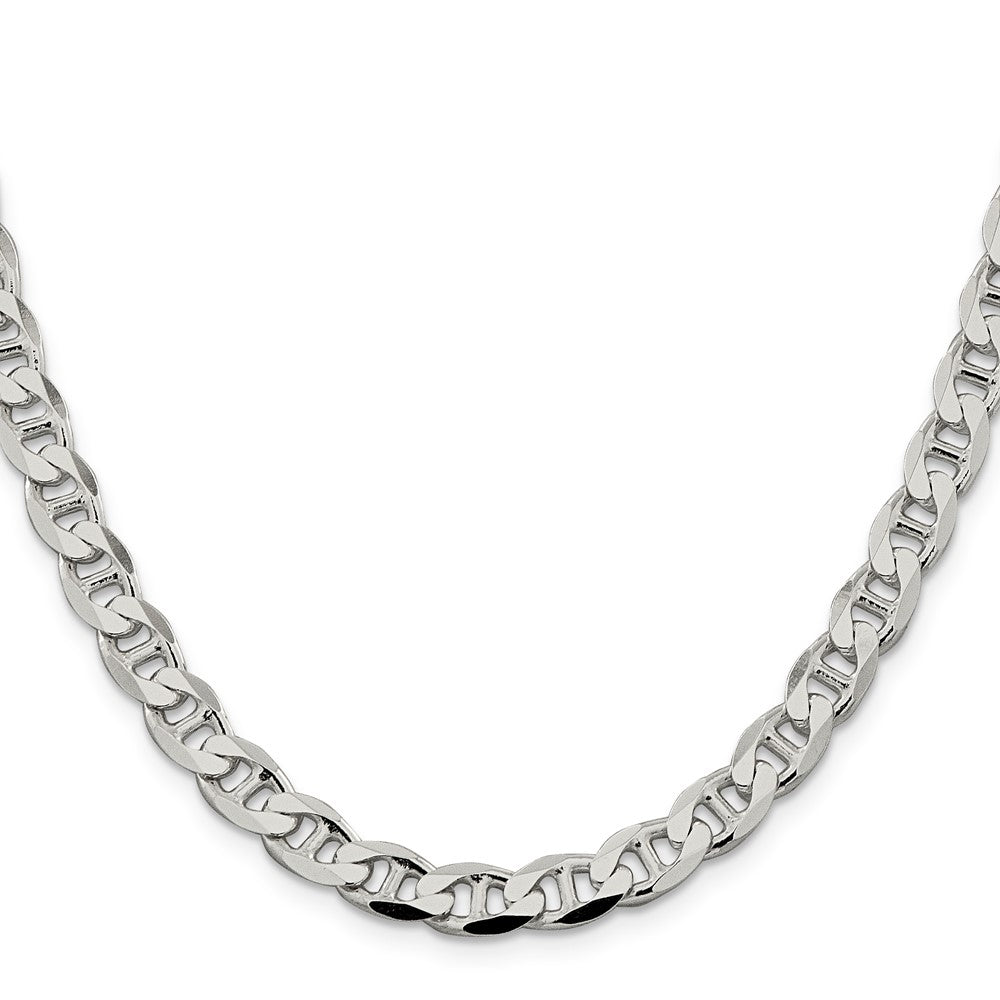 Sterling Silver 7.4mm D/C Flat Anchor Curb Chain