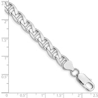 Sterling Silver Rhodium-plated 7.4mm D/C Flat Anchor Curb Chain