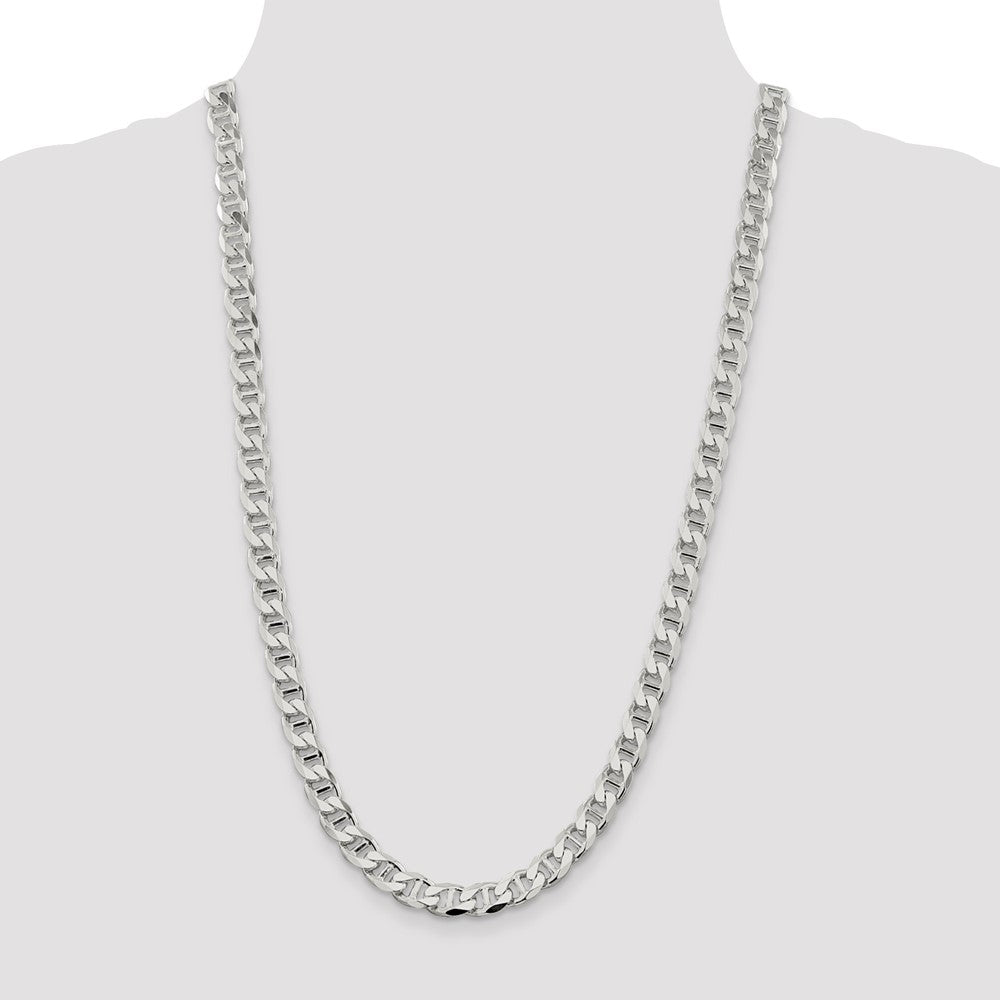 Sterling Silver 8.25mm D/C Flat Anchor Curb Chain