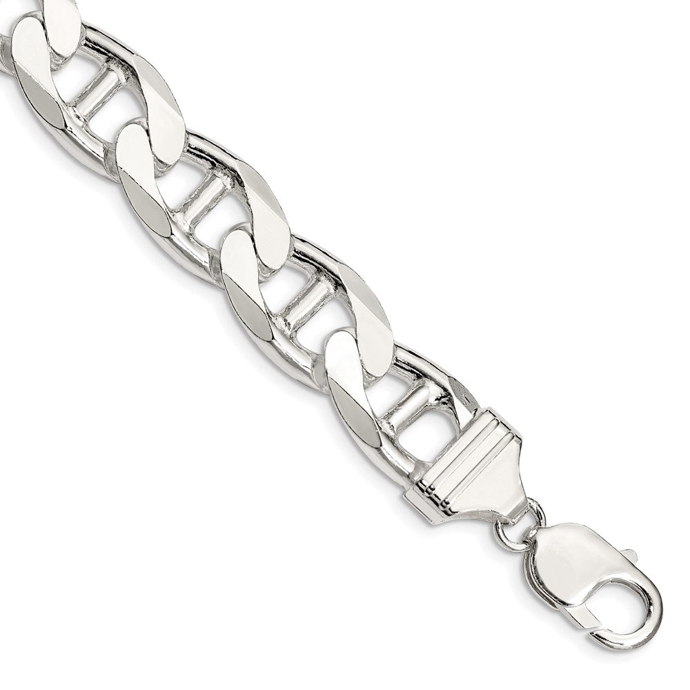 Sterling Silver 13.5mm D/C Flat Anchor Curb Chain