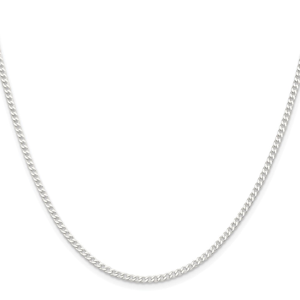 Sterling Silver Rhodium-plated 2.3mm Beveled Curb Chain