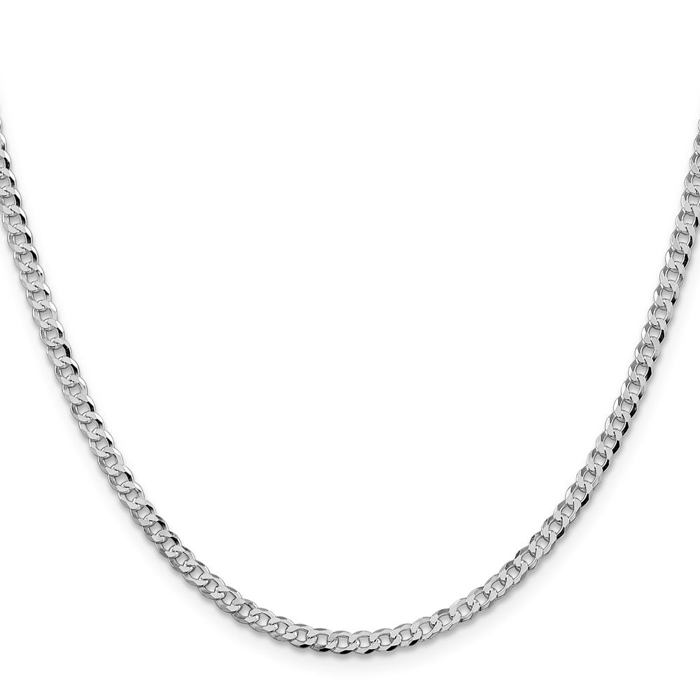 Sterling Silver Rhodium-plated 3.2mm Beveled Curb Chain