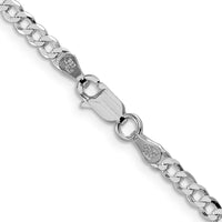 Sterling Silver Rhodium-plated 3.2mm Beveled Curb Chain