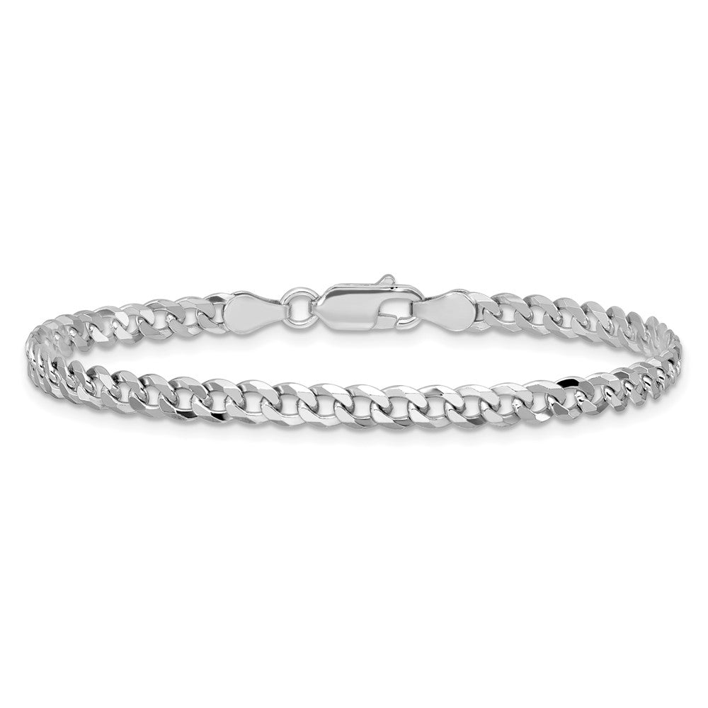 Sterling Silver Rhodium-plated 4mm Beveled Curb Chain
