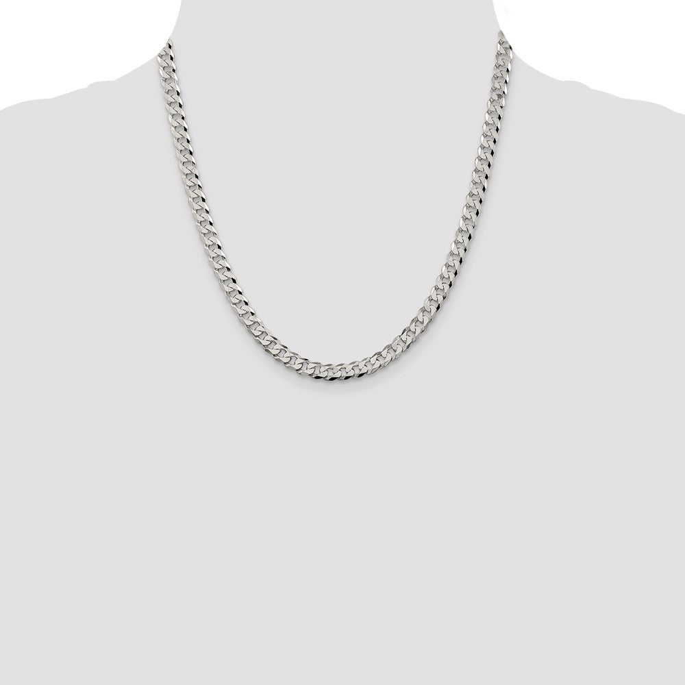 Sterling Silver 6mm Beveled Curb Chain
