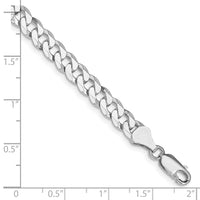 Sterling Silver Rhodium-plated 6mm Beveled Curb Chain