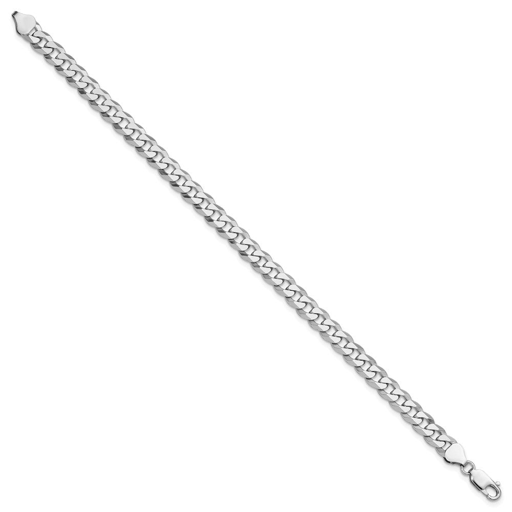 Sterling Silver Rhodium-plated 7mm Beveled Curb Chain