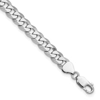 Sterling Silver Rhodium-plated 7mm Beveled Curb Chain