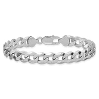 Sterling Silver Rhodium-plated 8.5mm Beveled Curb Chain