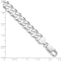 Sterling Silver Rhodium-plated 8.5mm Beveled Curb Chain