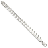 Sterling Silver 12.3mm Beveled Curb Chain