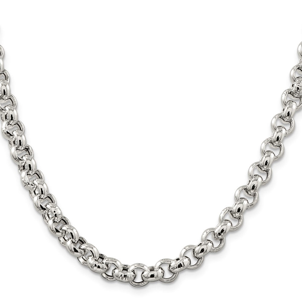 Sterling Silver 7.75mm Semi-solid Rolo Chain