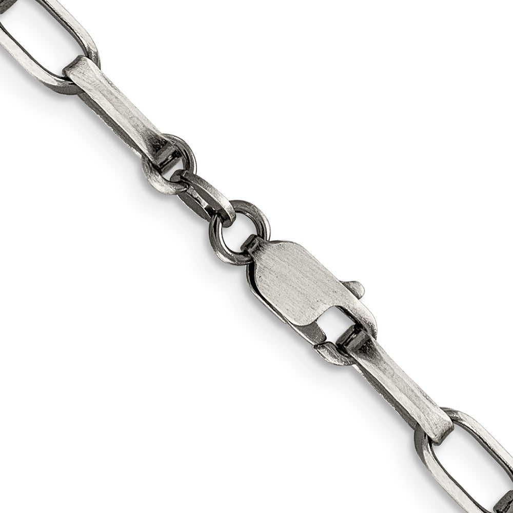Sterling Silver Antiqued 4.8mm Elongated Open Link Chain