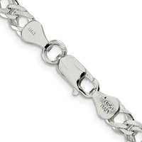 Sterling Silver 5.65mm 6 Side D/C Flat Double Curb Chain