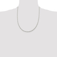 Sterling Silver Rhodium-plated 2mm Elongated Open Link Chain