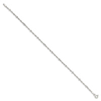 Sterling Silver 2.5mm Singapore w/ Beads Chain Anklet