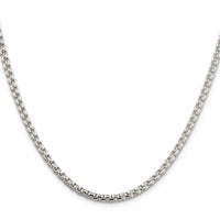 Sterling Silver Rhodium-plated 3.6mm Round Box Chain