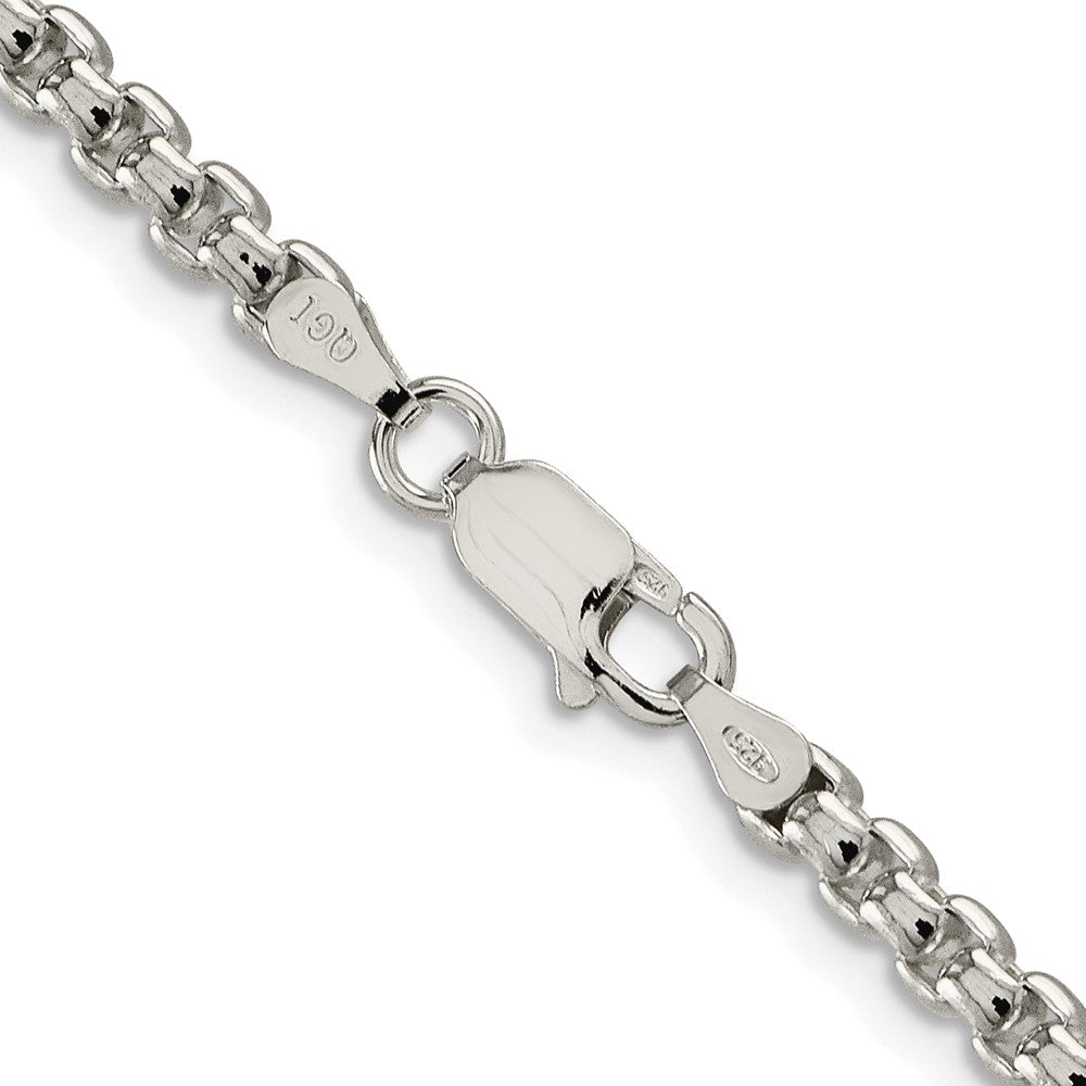 Sterling Silver Rhodium-plated 3.6mm Round Box Chain