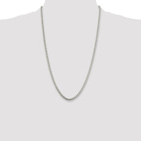 Sterling Silver Rhodium-plated 3.6mm Round Box Chain
