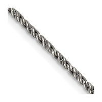 Sterling Silver Ruthenium-plated 1.7mm Twisted Tight Wheat Chain