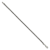 Sterling Silver Ruthenium-plated 3.4mm Rope Chain