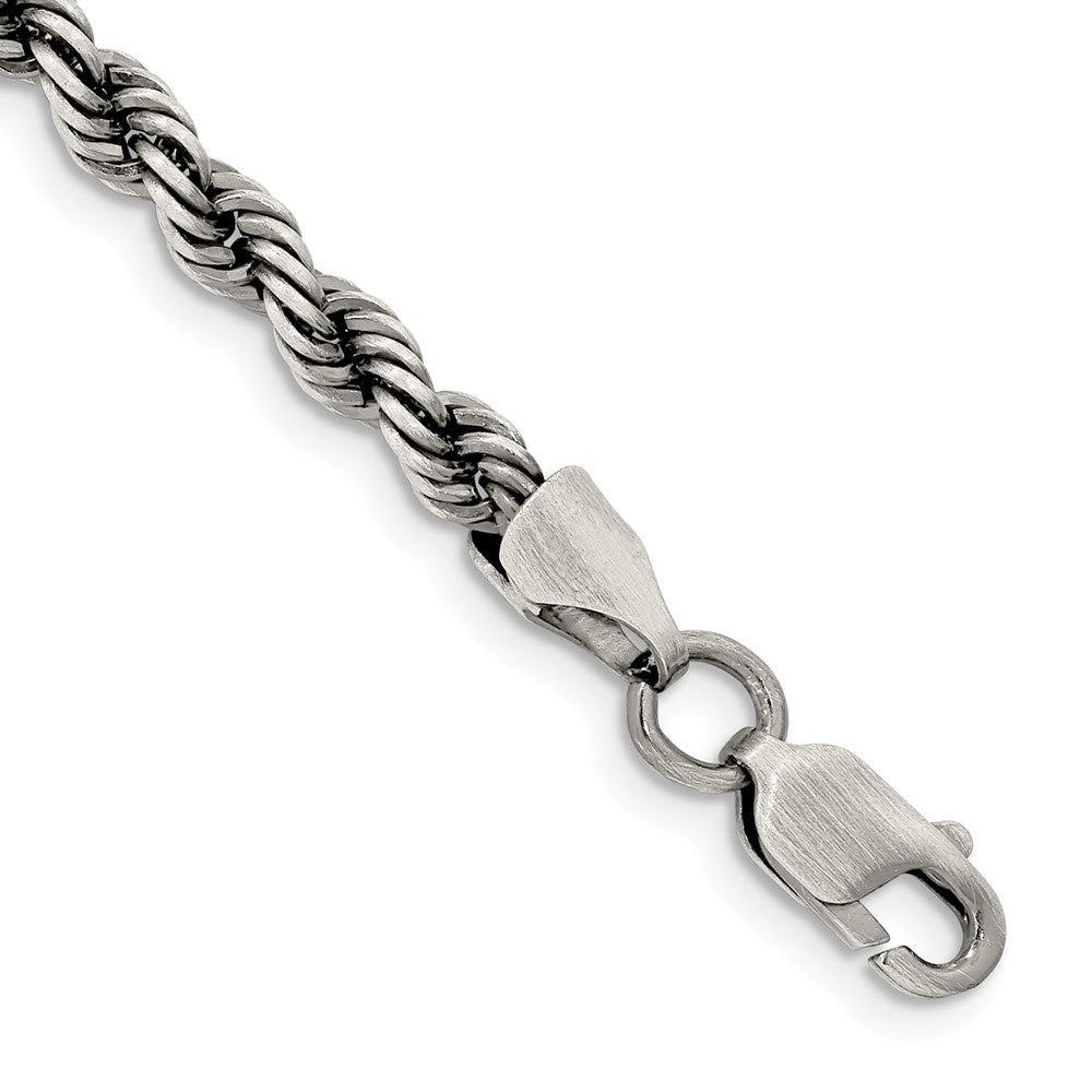 Sterling Silver Ruthenium-plated 4.5mm Rope Chain