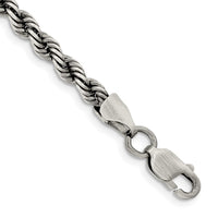 Sterling Silver Ruthenium-plated 4.5mm Rope Chain