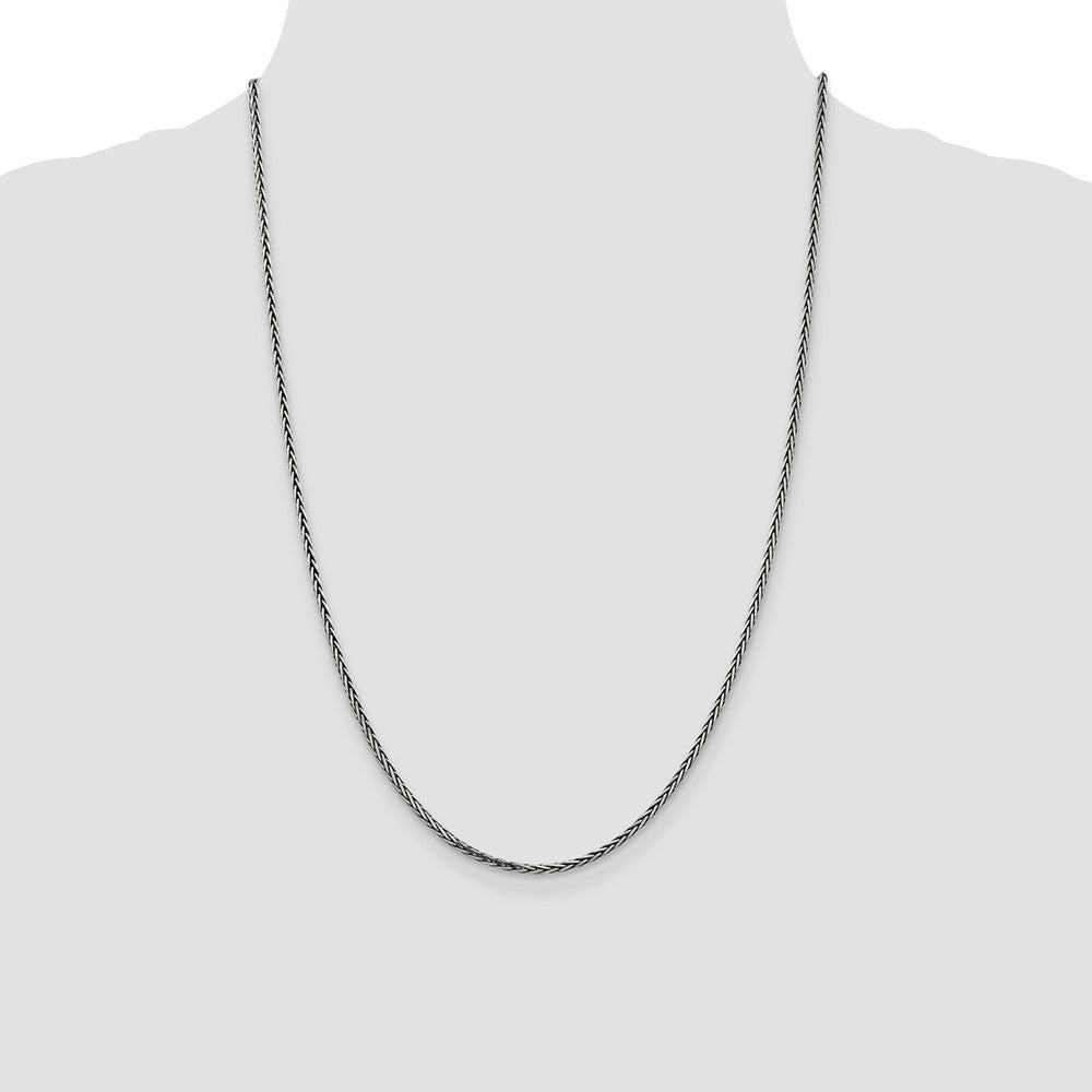Sterling Silver Antiqued 2.2mm Solid Square Spiga Chain