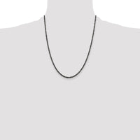 Sterling Silver Ruthenium-plated 2.9mm Rope Chain
