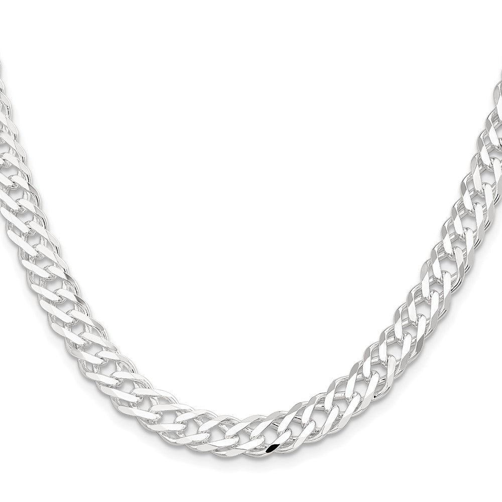 Sterling Silver 7.75mm 6 Side D/C Flat Double Curb Chain