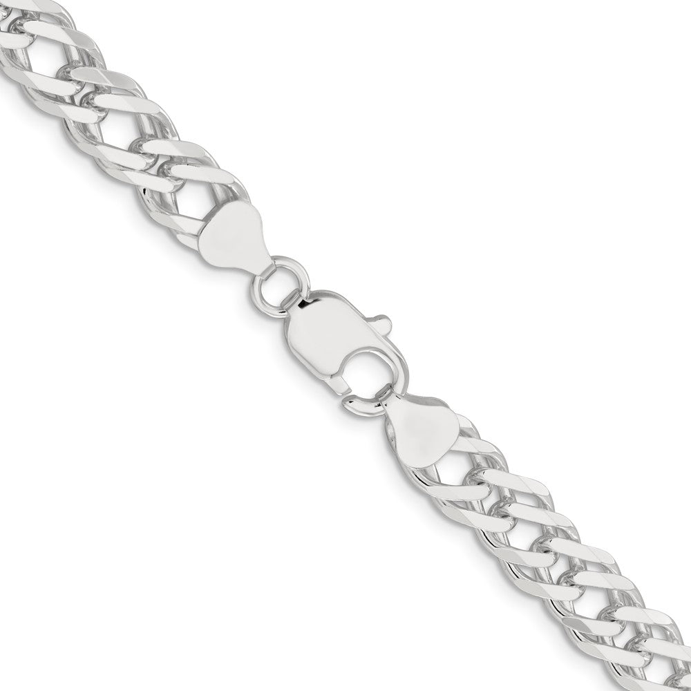 Sterling Silver 7.75mm 6 Side D/C Flat Double Curb Chain