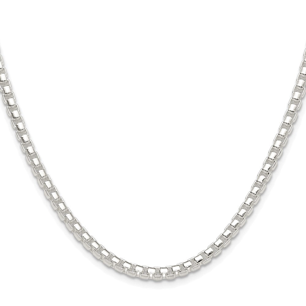 Sterling Silver Rhodium-plated Polished 4mm Round Box Chain