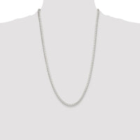 Sterling Silver Rhodium-plated Polished 4mm Round Box Chain