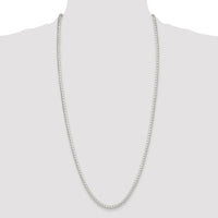 Sterling Silver Rhodium-plated Polished 4mm Round Box Chain