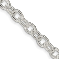 Sterling Silver 6.25mm Fancy Patterned Rolo Chain